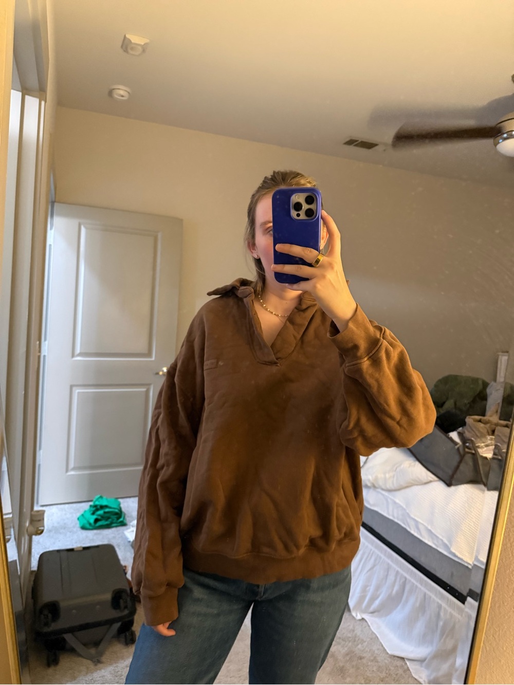 SET Active Women's Pullover V-Neck Sweatshirt in Rust Brown
